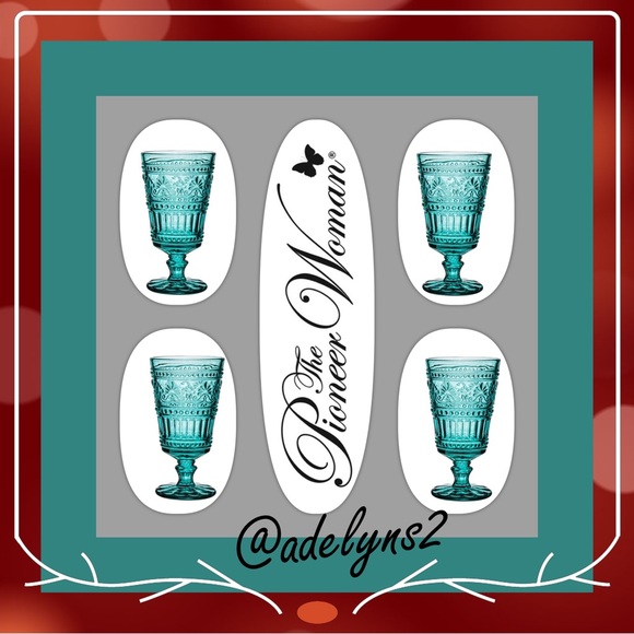 The Pioneer Woman Other - TEAL Cassie! 🌺 New Pioneer Woman Cassie 4-Piece Footed Glass Goblet Set, Teal